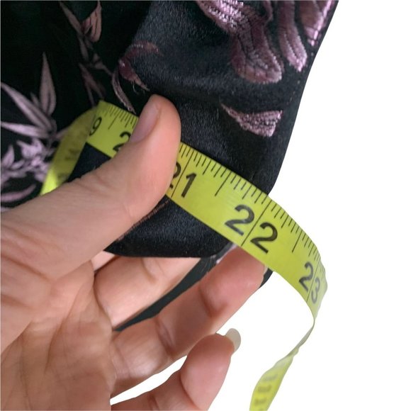 Vintage Y2K MSK Purple Foliage Pattern Silk Blend Satin Longline Blazer Petite M - Picture 6 of 16